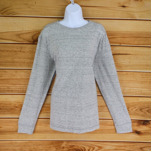 Falls Creek Long Sleeve T-Shirt Womens Sz L Light Gray Heathered Crew Neck Soft - Picture 1 of 7
